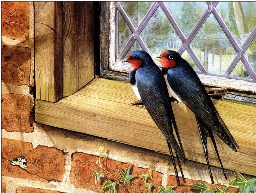 Vögel auf Fenster Ölgemälde
